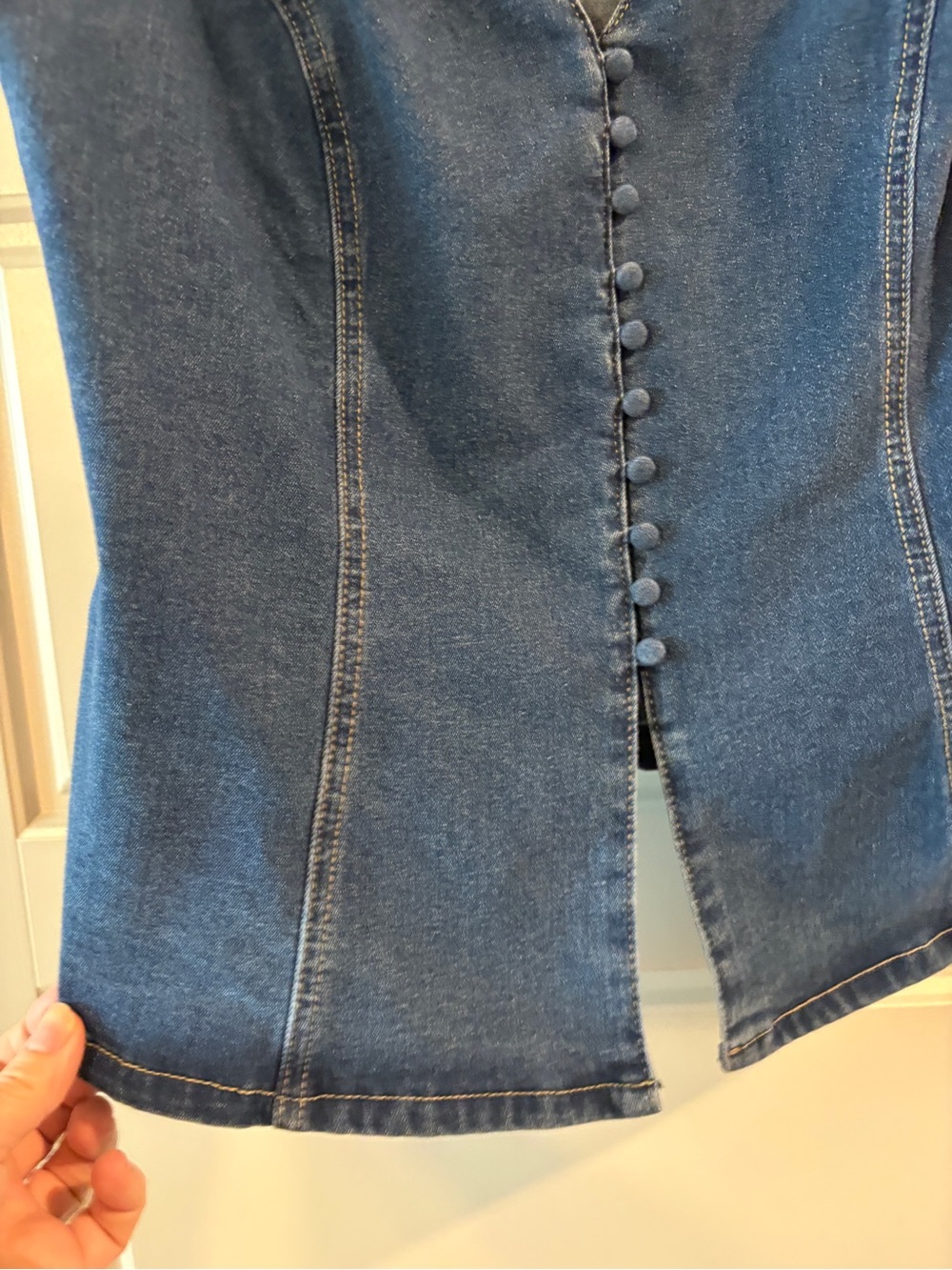 Emerson Lang blue denim corset top with button front and open back L (smaller) - Picture 8 of 11